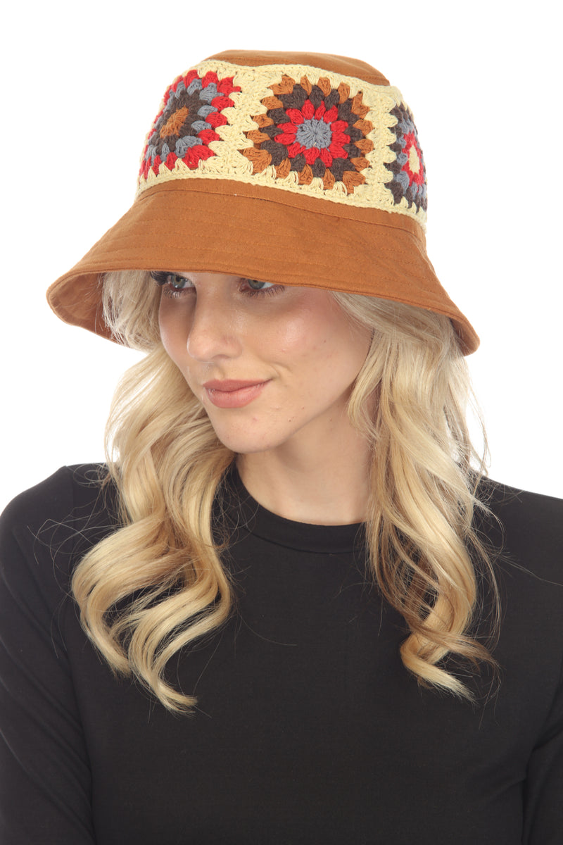 Crochet Applique Bucket Hat