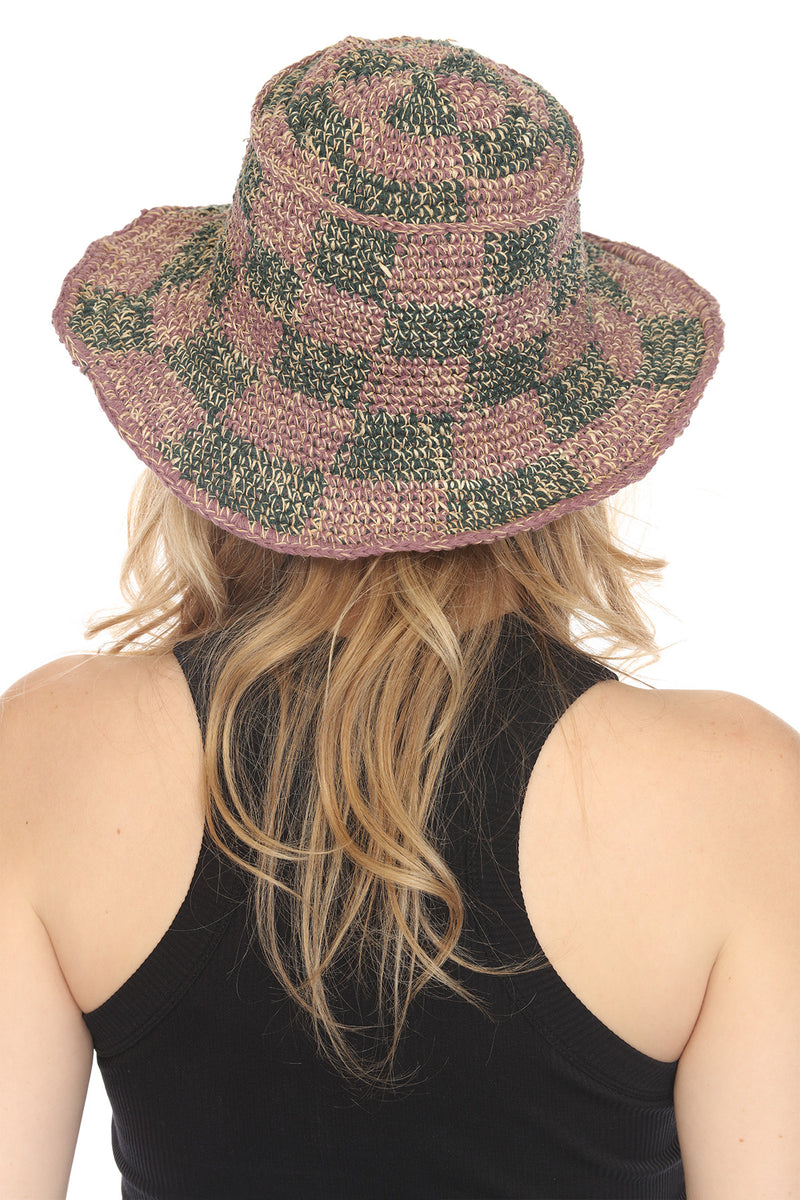 Checker Hemp Cotton Crochet Sun Hat