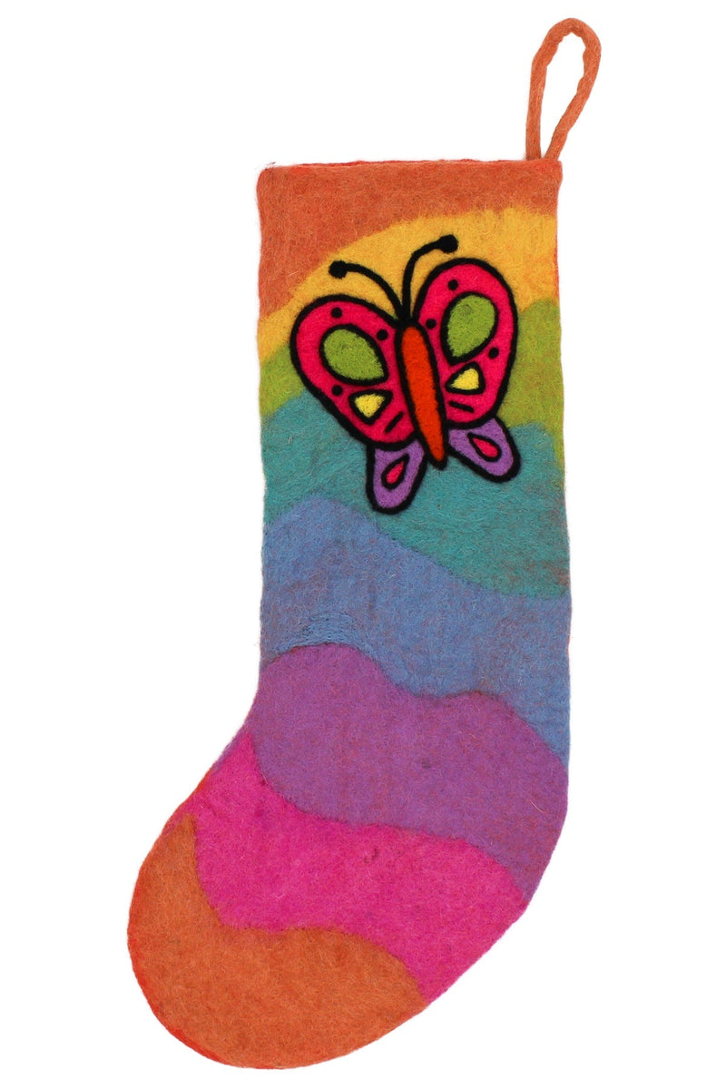 Rainbow Vintage Felt Stocking