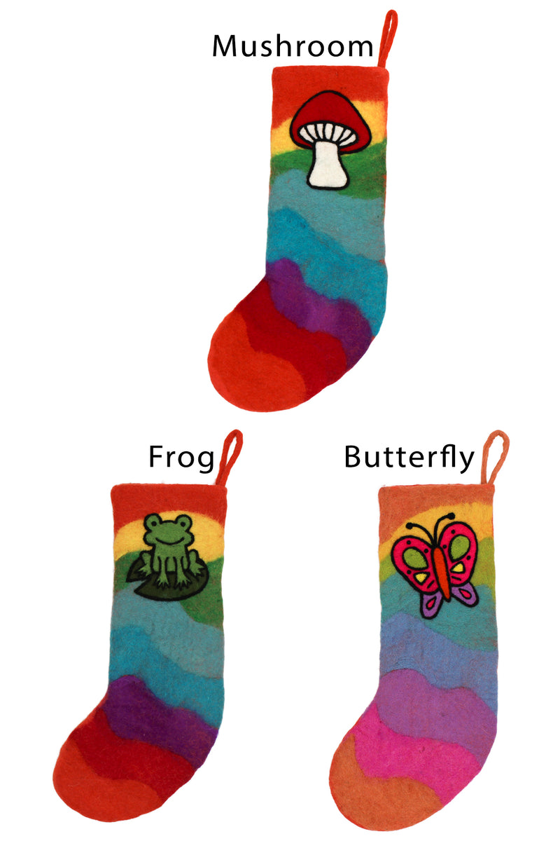 Rainbow Vintage Felt Stocking