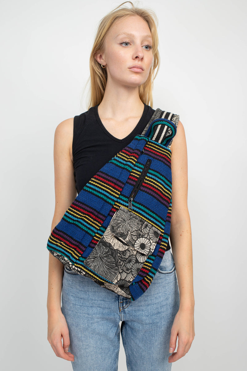 Multi Stripe Crossbody Sling Backpack