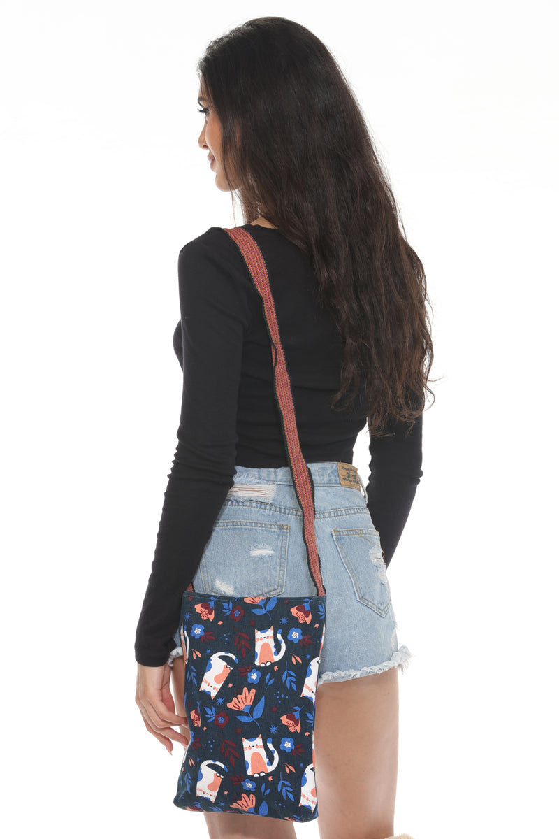 Cat & Flower CrossBody Bag