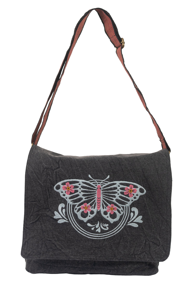 Butterfly Stonewash Canvas Messenger Bag