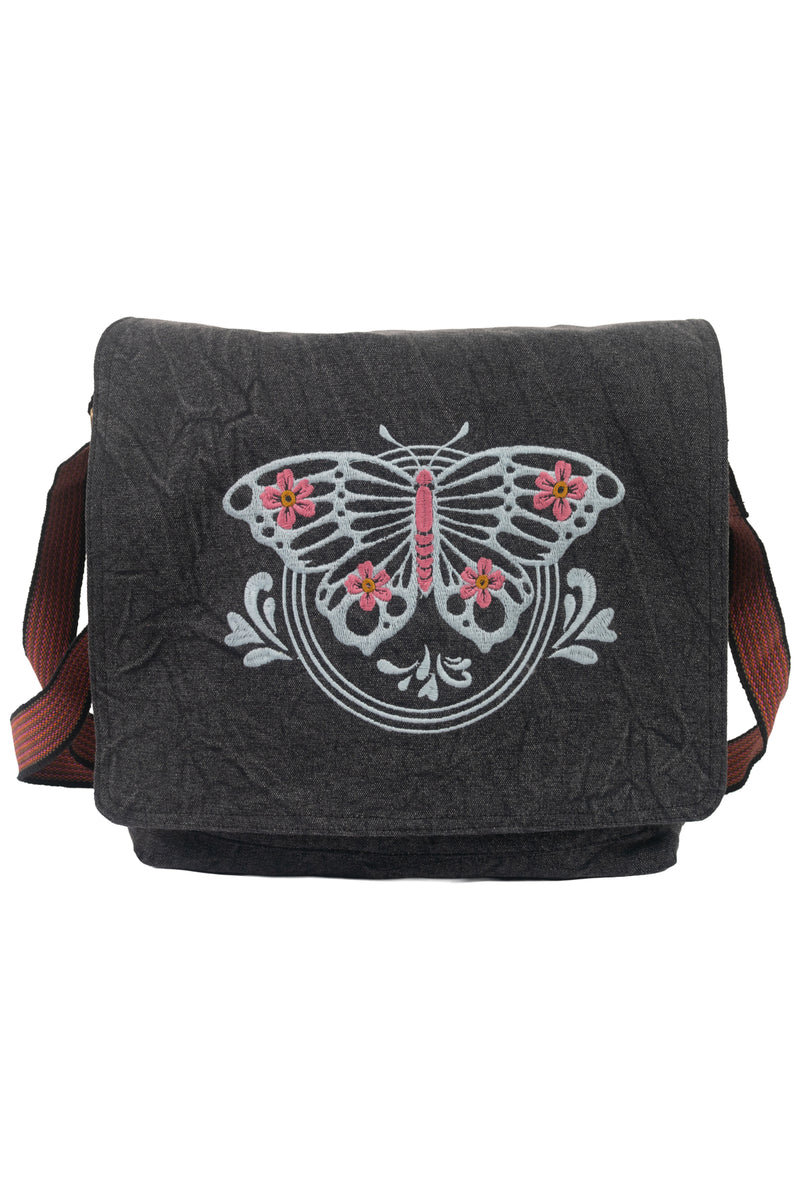 Butterfly Stonewash Canvas Messenger Bag