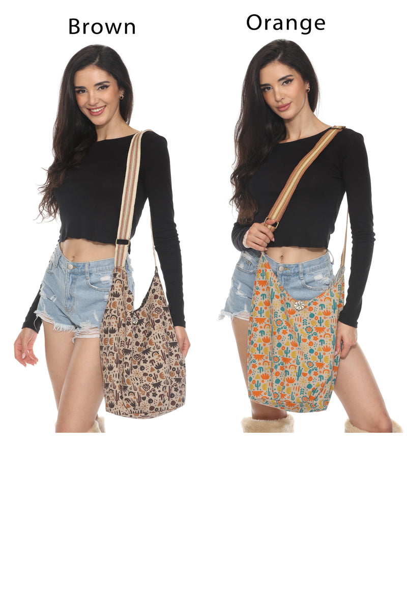 Desert Cactus Crossbody Hobo Bag
