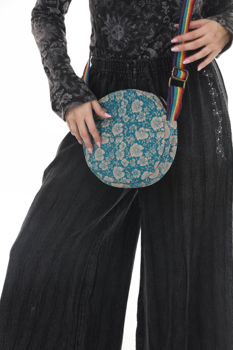 Flower Batik Print Round Bag