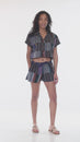 Load and play video in Gallery viewer, Striped Patchwork Womens Shorts
