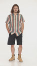 Load and play video in Gallery viewer, Stripe Button Down Mens Short Sleeve Shirt
