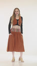 Load and play video in Gallery viewer, Homespun Striped Yoke Midi Skirt
