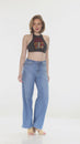 Load and play video in Gallery viewer, Mushroom Daisy Emb Halter Top
