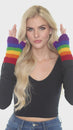 Load and play video in Gallery viewer, Multi Colored Striped Fingerless Gloves
