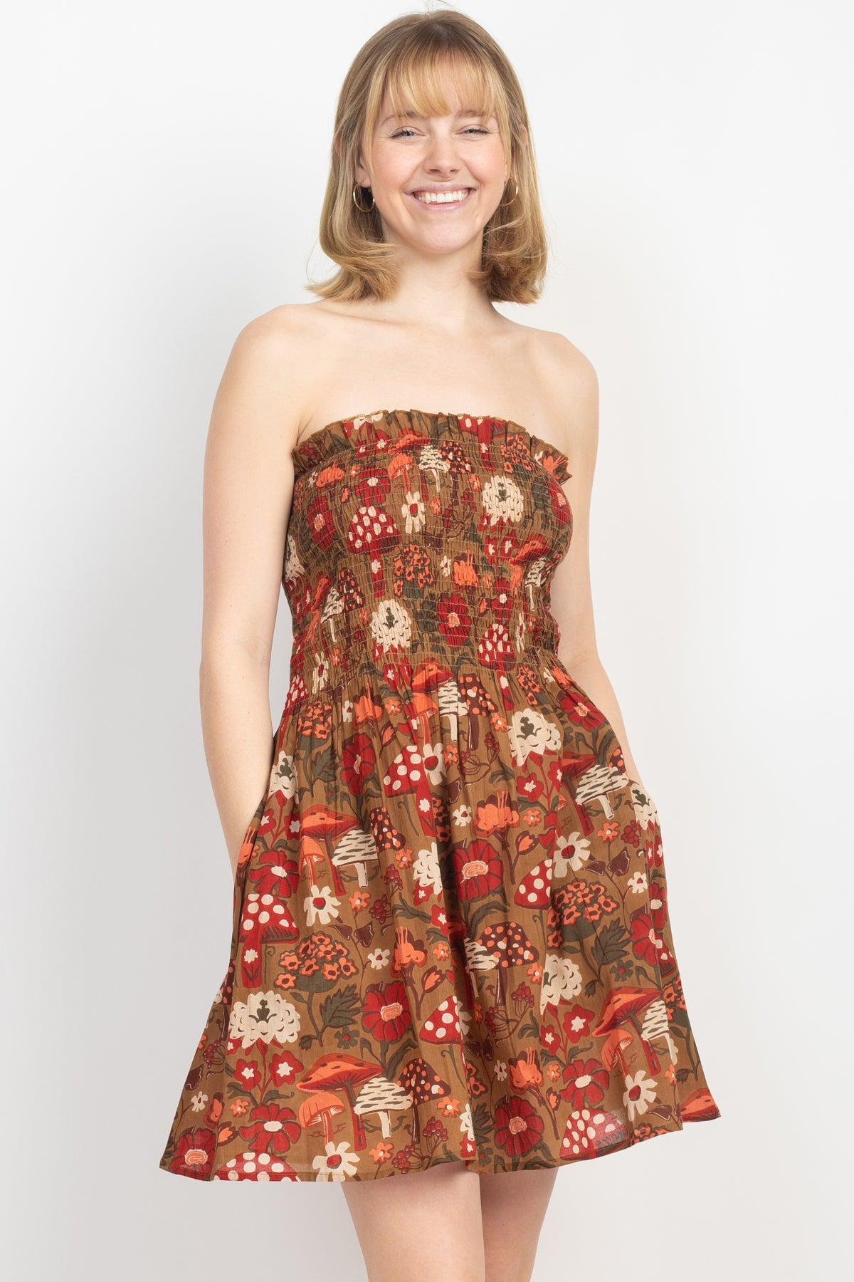 Mushroom Print Mini Dress