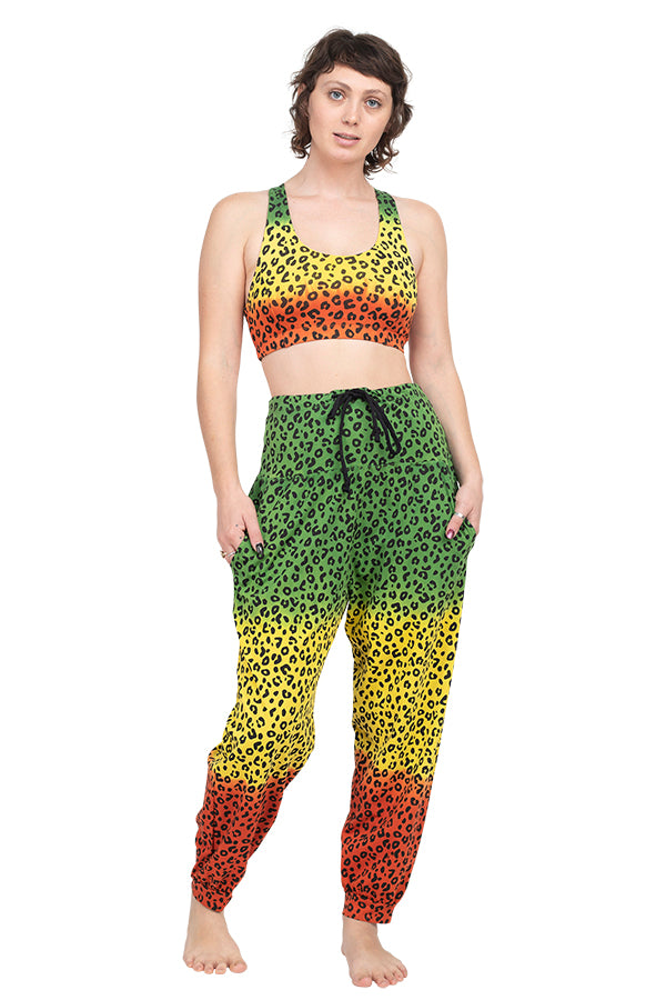 JahRoots Leopard Print Genie Pants