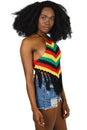 Load image into Gallery viewer, Crochet Rasta crop top with Fringe
