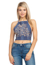 Load image into Gallery viewer, Celestial Embroidery Halter Top
