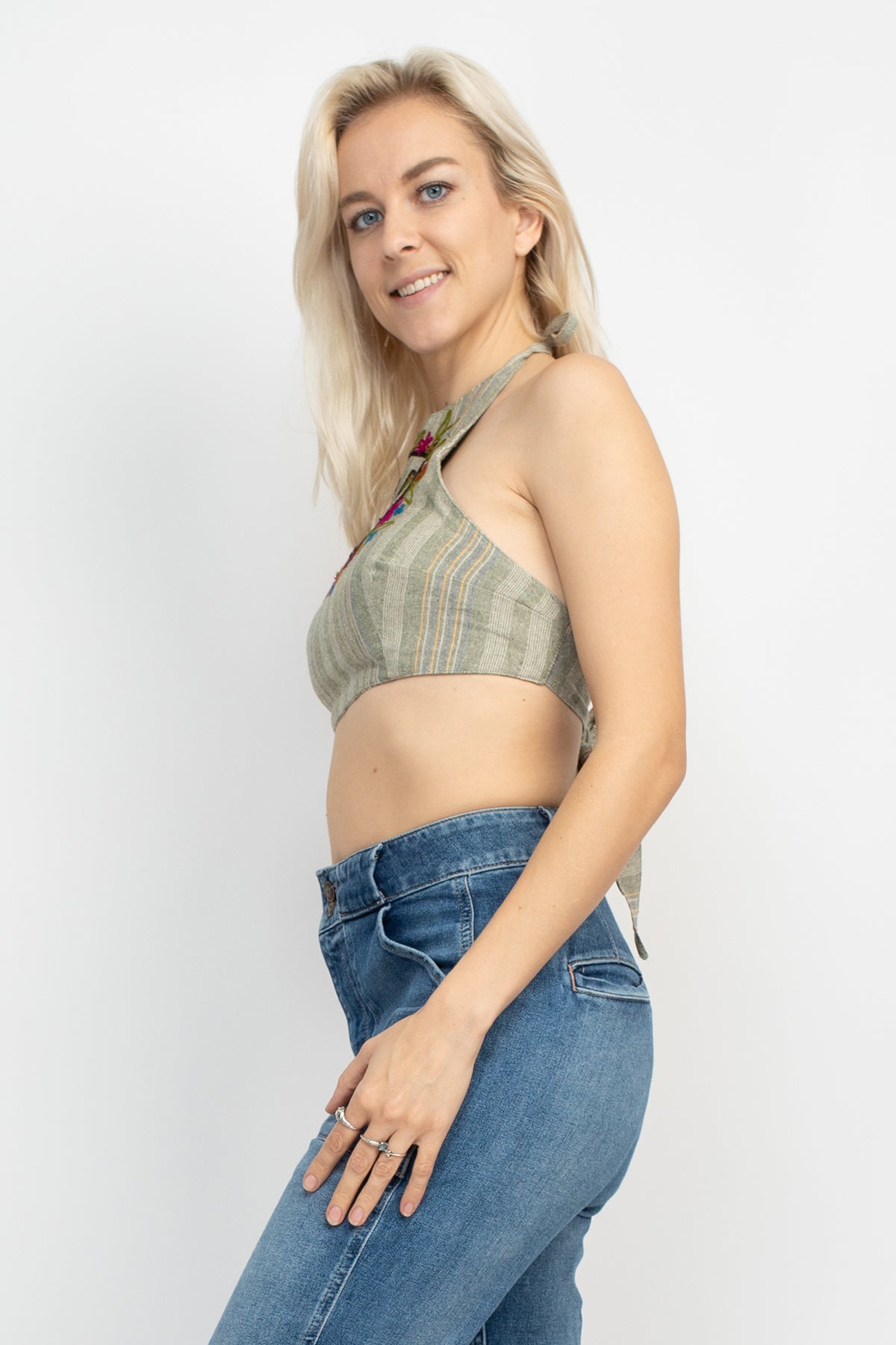 Embroidered Halter Top