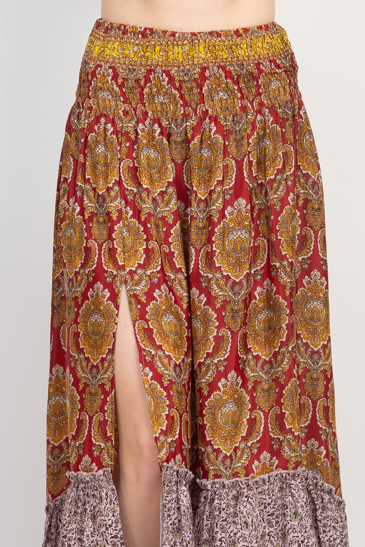 Slit Ruffled Maxi Skirt