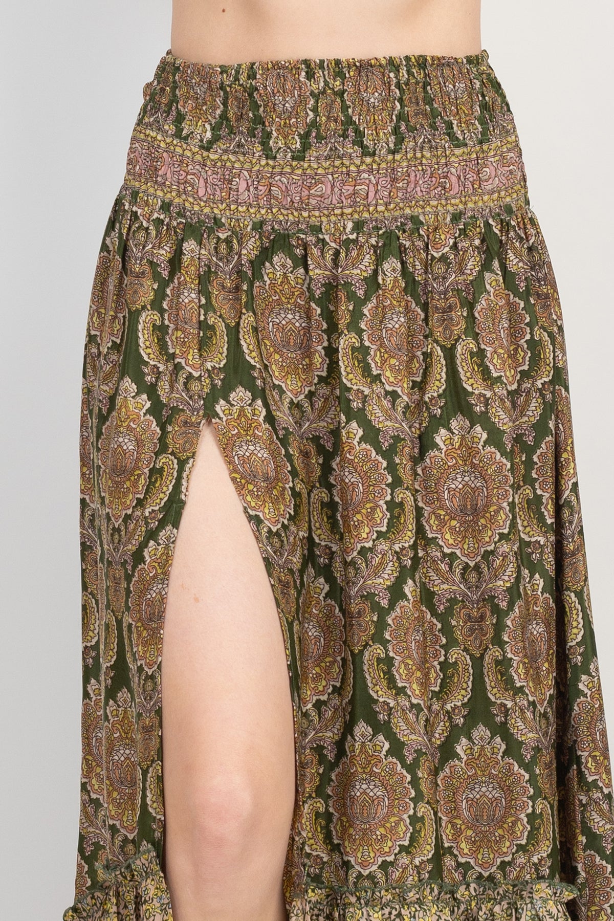 Slit Ruffled Maxi Skirt