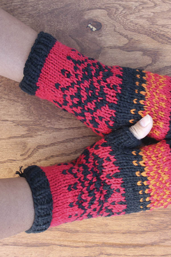 Hand Knit Fleece Lined Fingerless Gloves
