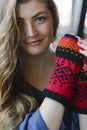 Load image into Gallery viewer, Hand Knit Fleece Lined Fingerless Gloves
