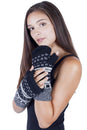 Load image into Gallery viewer, Winter hand knit woolen River Ripples Hobo Gloves
