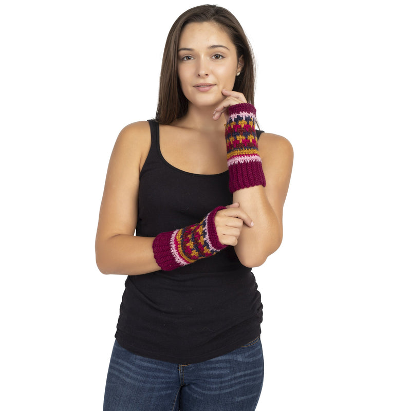 Short Multi Clr Fingerless Gloves