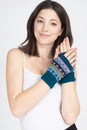 Load image into Gallery viewer, Winter hand knit handwarmer, fingerless Gloves
