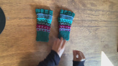 Load and play video in Gallery viewer, Winter Love Fingerless Wool Arm Warmers
