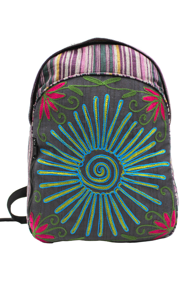 Sun Embroidery Boho Backpack